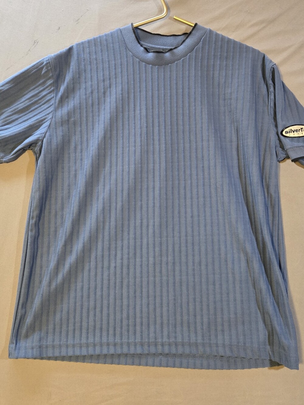 Levi's Silver Tab Jeans Light Blue Ribbed VTG Crewneck Short Sleeve Tee Sz M